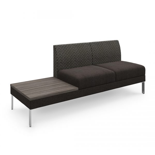 hemingway two seat sofa with laminated side table metal legs