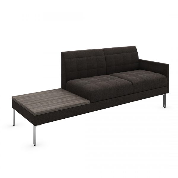 hemingway tufted sofa with armrest and laminated side table