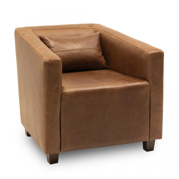 commercial leather lounge chair with pillow