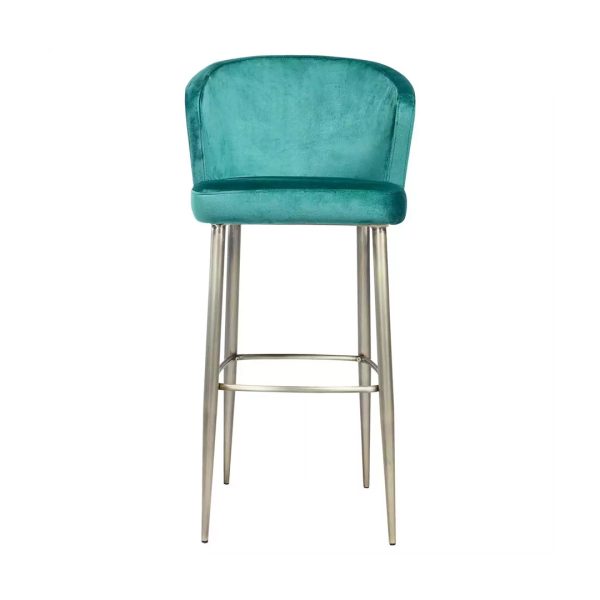 Brixton commercial barstool with metal legs and velvet seat