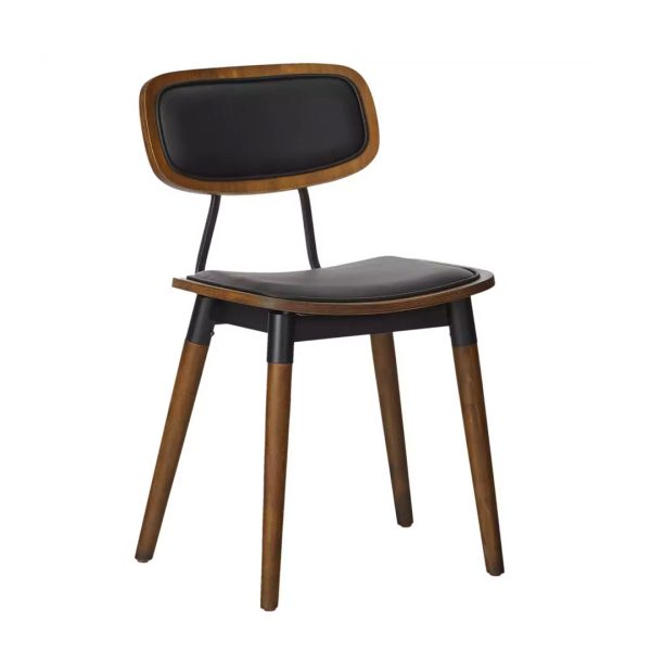 Fera chair commercial wood dining chair with metal accents upholstered