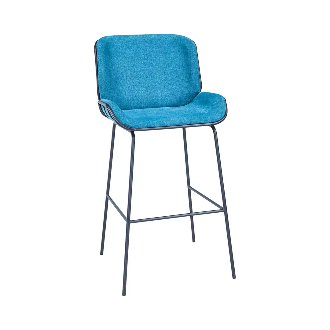 Fleur metal barstool with a wire frame and upholstered seat