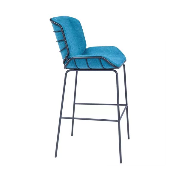 Fleur metal barstool with a wire frame and upholstered seat