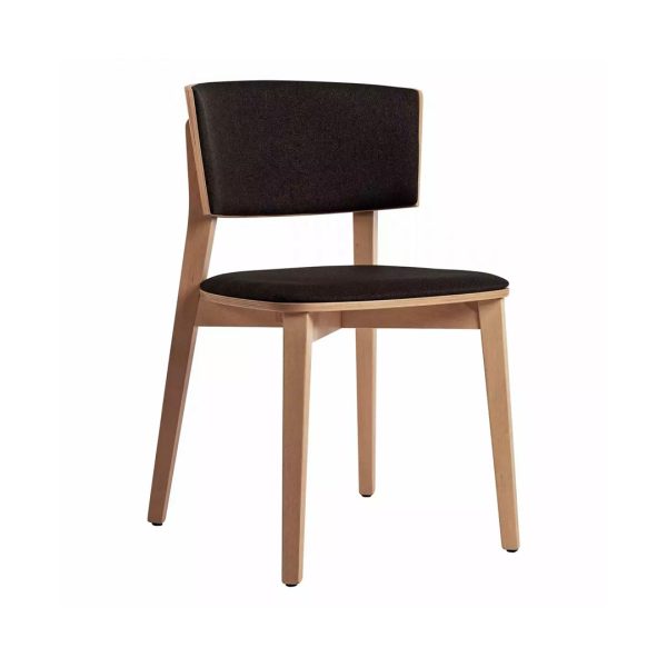 Maya wood dining chair with upholstered seat and back