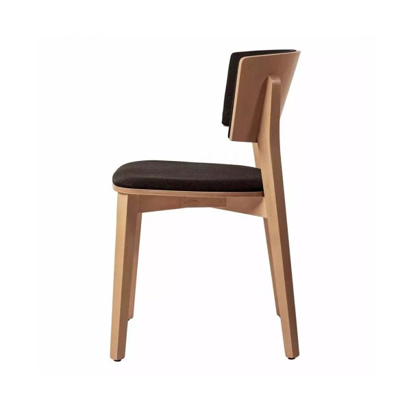 maya wood chair with upholstered seat and back