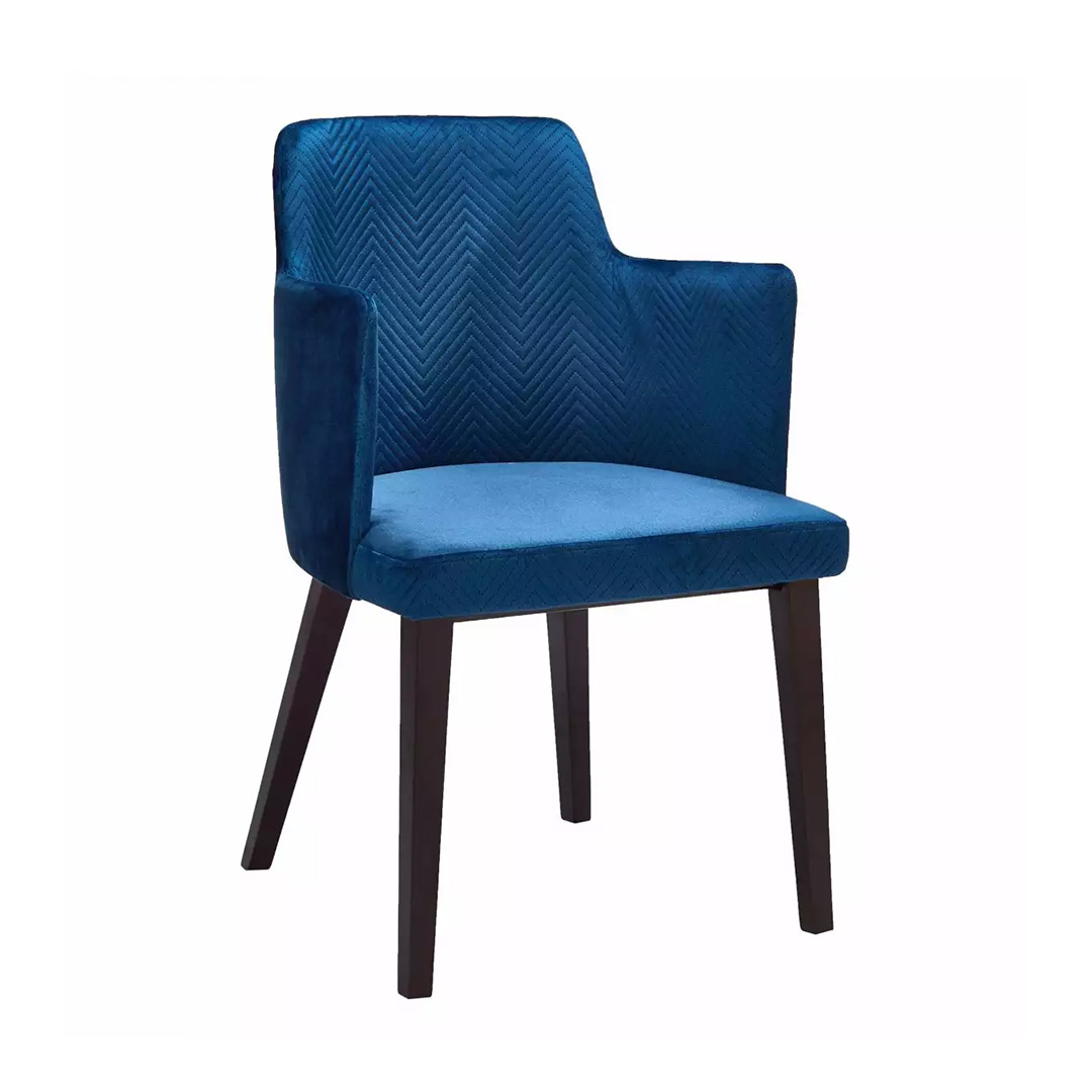 blue zig-zag tufted commercial dining chair
