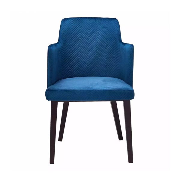 blue zig zag tufted wood dining chair