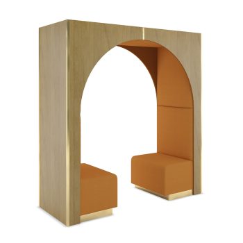 echo commercial seating pod with upholstered walls and laminate