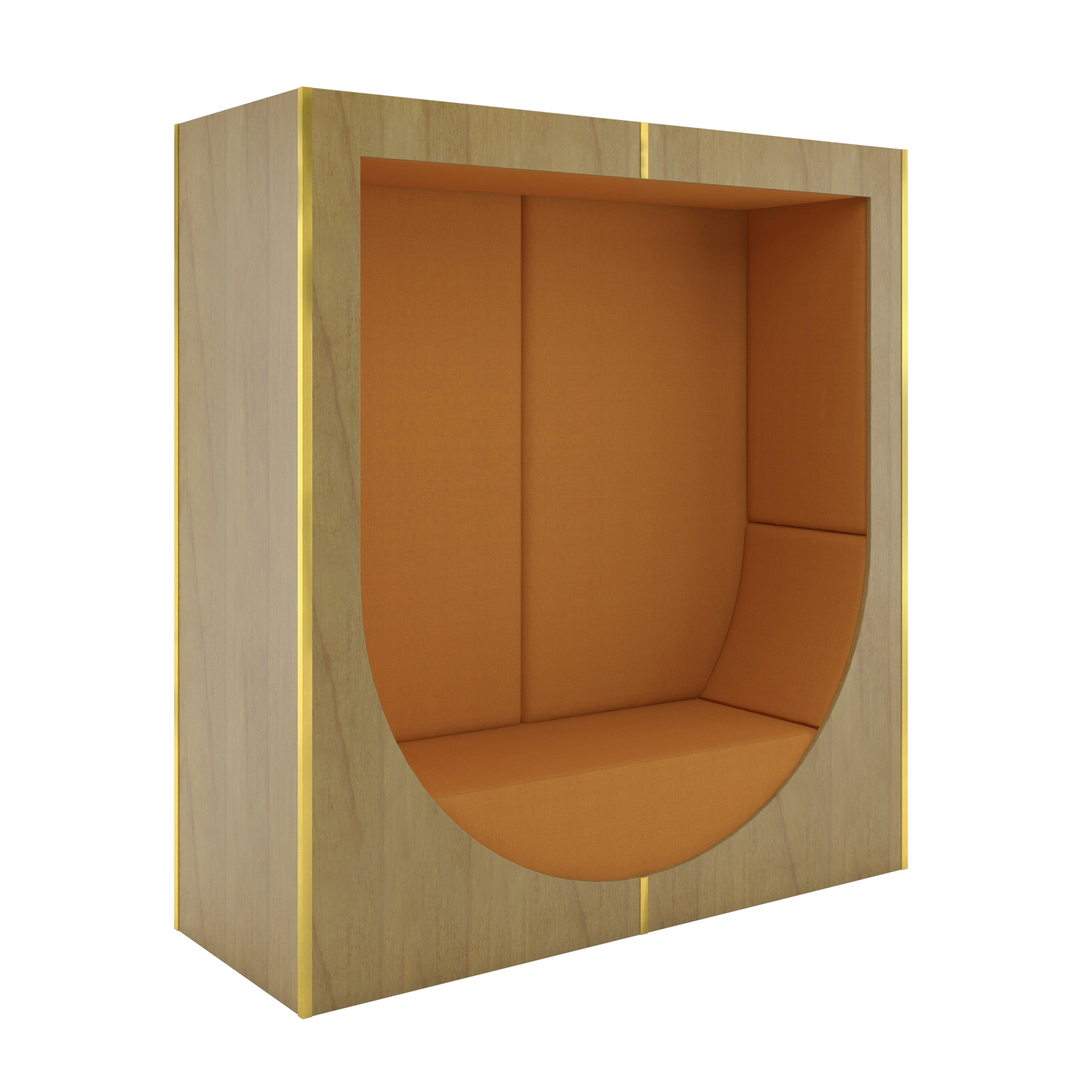 Echo seating pod nook with laminate and upholstered seat