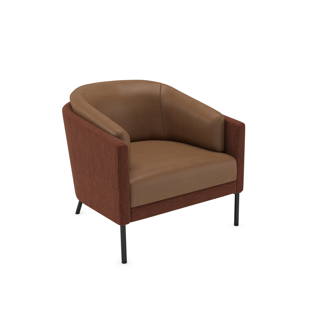 Carlton commercial lounge chair with metal splayed legs