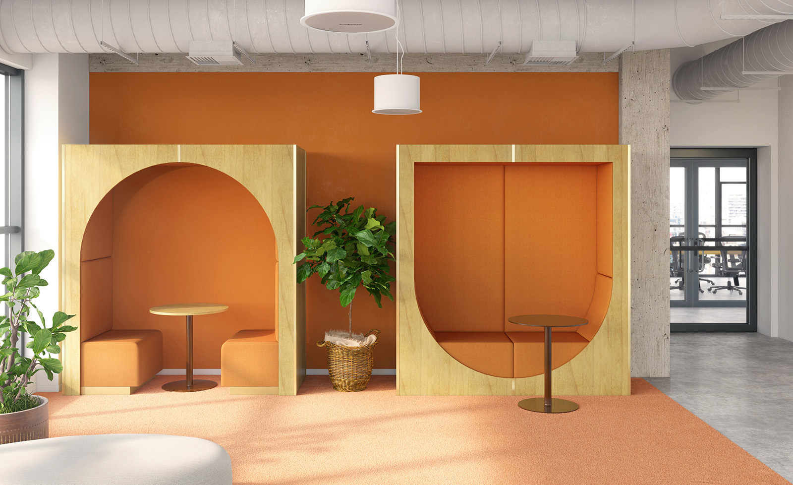 echo arch seating pods in workplace