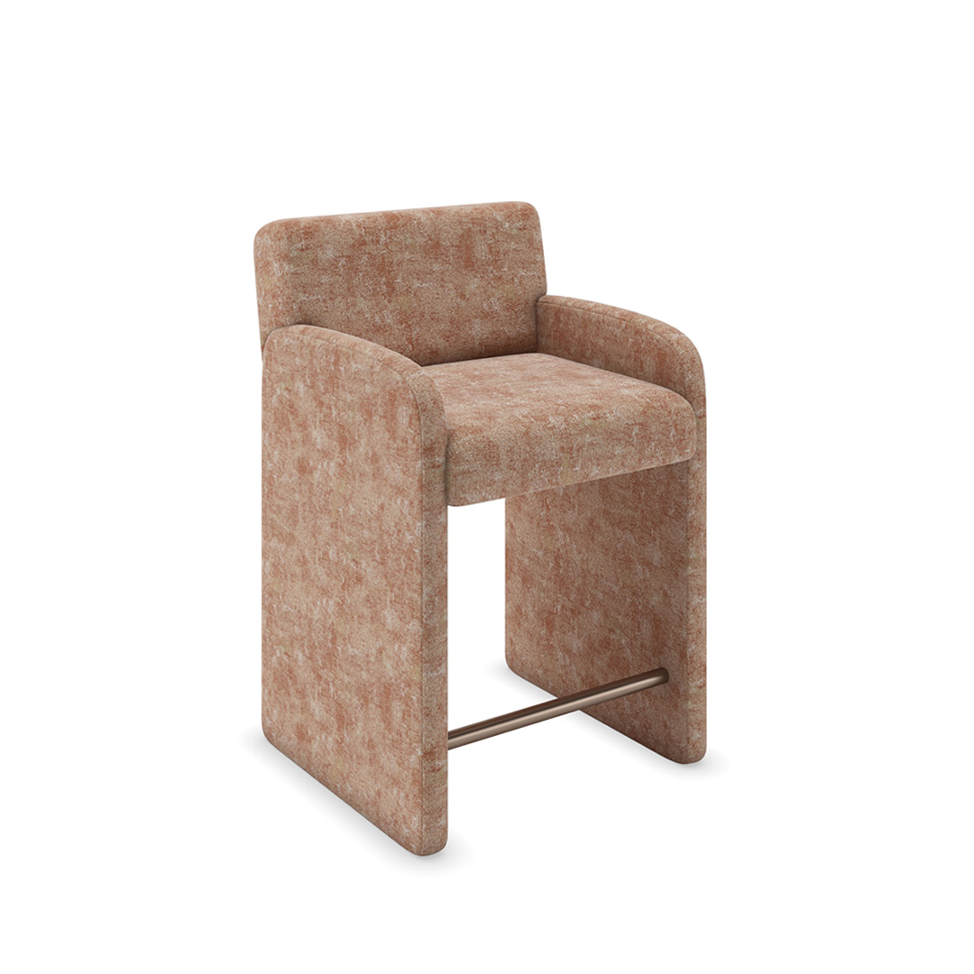 Hayden barstool with upholstered legs and metal footrest