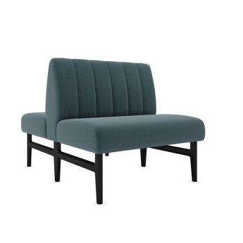 Winona commercial doublesided booth with vertical channels and wopd h shaped legs