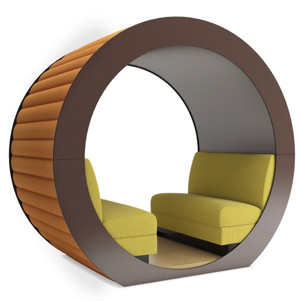 helix circle pod commercial work pod with channeled upholstered back