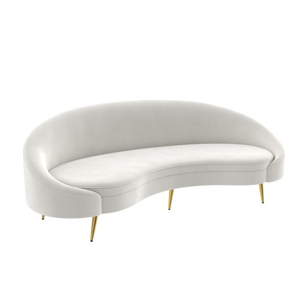 Maisie curved white sofa with metal angled legs