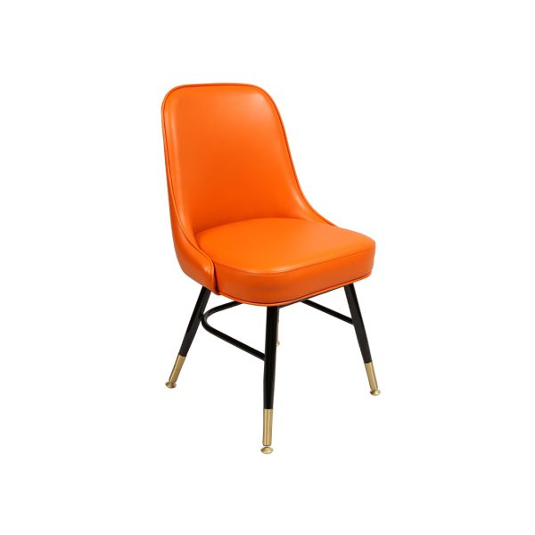 Flynt commercial dining chair with bucket seat and metal legs