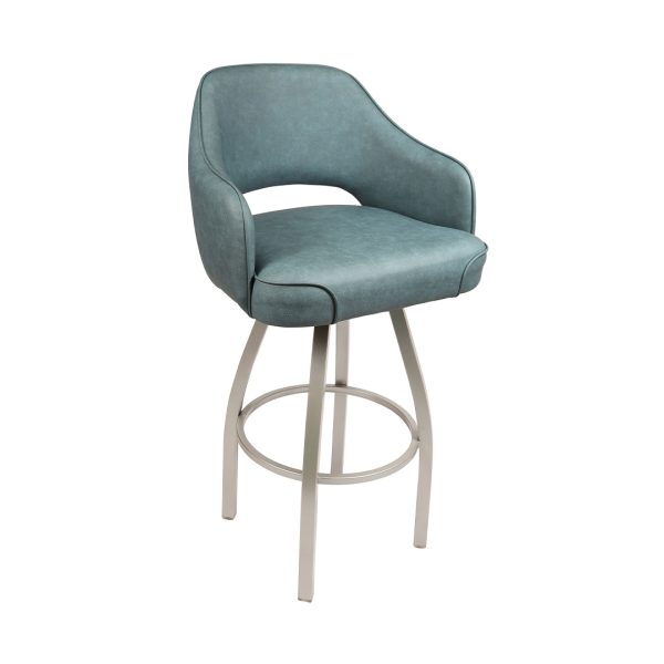 Kami metal Barstool with footring and upholstered back and seat