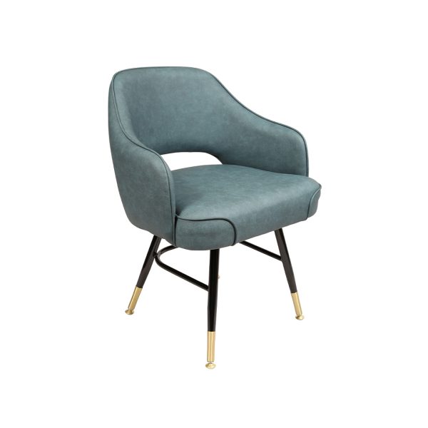 Kami commercial dining chair with metal legs and open upholstered back