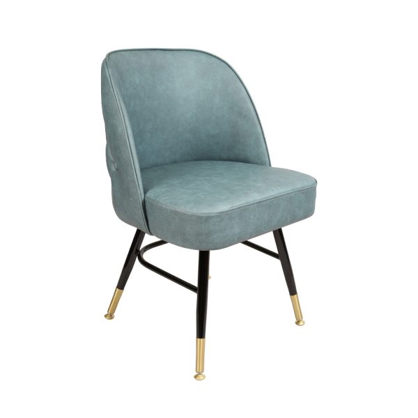 Kurt Chair with footrest and metal legs and gold caps